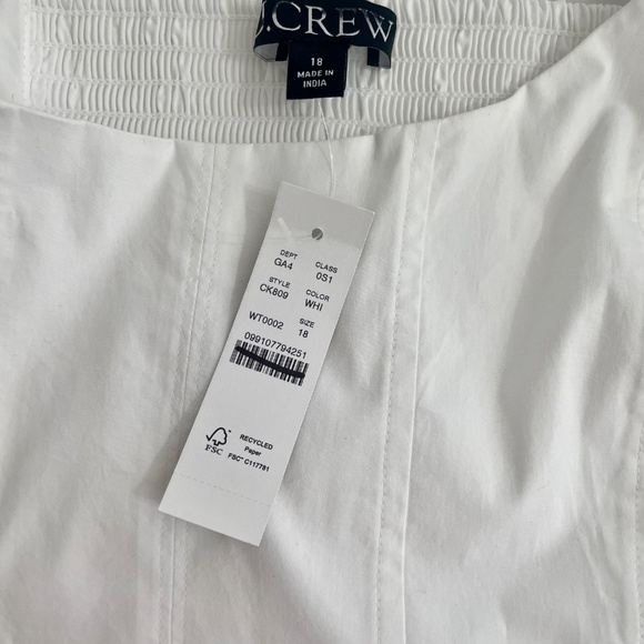 NWT!! J. CREW Fit and Flare Mini Dress White Corset Smocked Solid Preppy Size 18 - Picture 13 of 15
